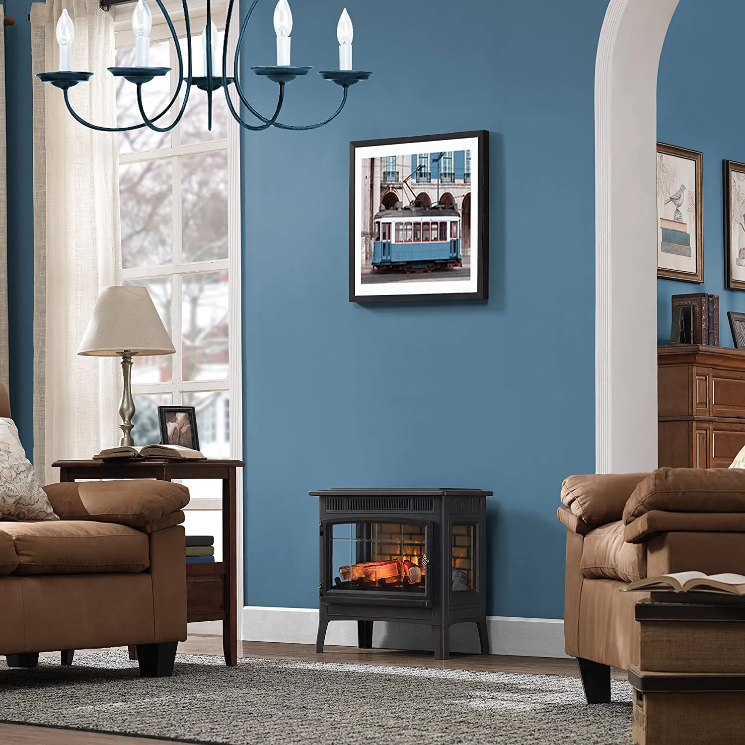 Electric Fireplace Stove 3D Infrared Portable Indoor Space Heater  with Remote Control