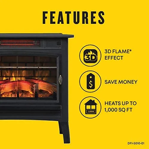 Electric Fireplace Stove 3D Infrared Portable Indoor Space Heater  with Remote Control