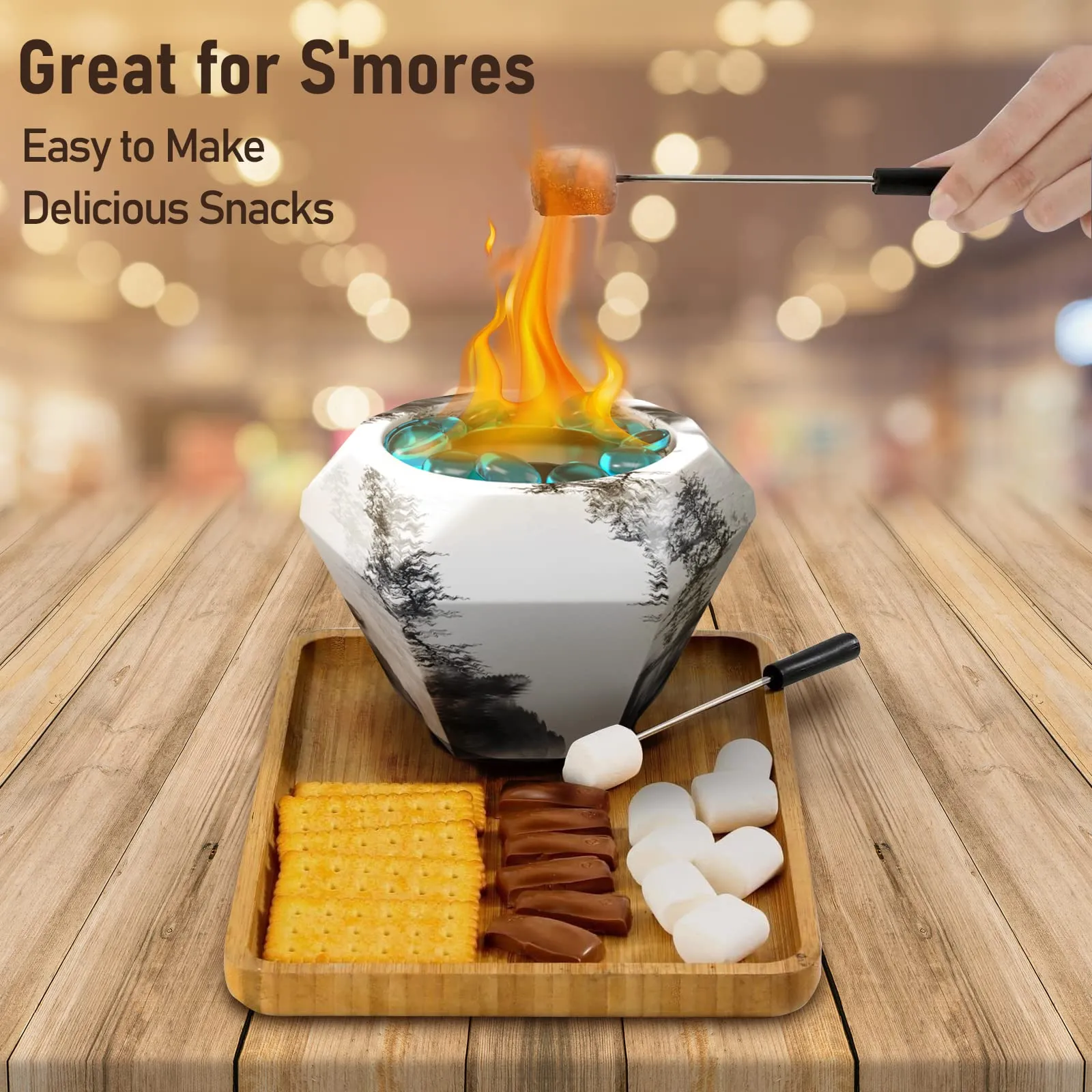 Godboat Tabletop Fire Pit, Small Table Top Firepit, Smokeless Fire Pit Bowl for Table, Tabletop Fire Pit Bowl for Smores Maker, Garden Mini Fire Pit for Table, Indoor Fireplace Decor