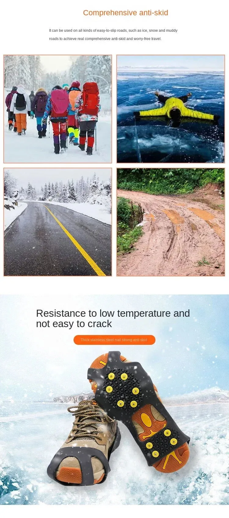 Outdoor Mountaineering Snow Anti-slip Claws Anti-slip Shoe Covers Winter Rock Climbing Anti-slip Shoes Boots Snow Splints
